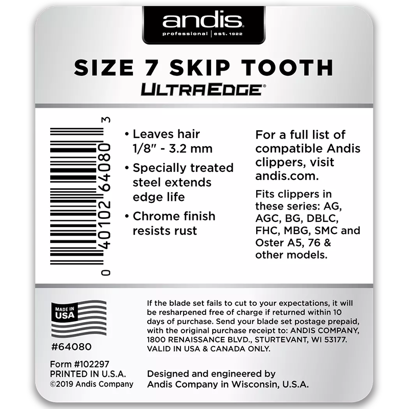 Ultra Edge® Leaves Hair 1/8" - 3.2mm Skip Tooth, Size 7