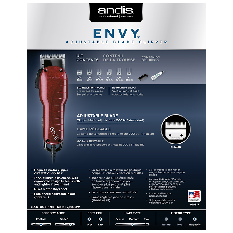 Envy Adjustable Blade Clipper - Red