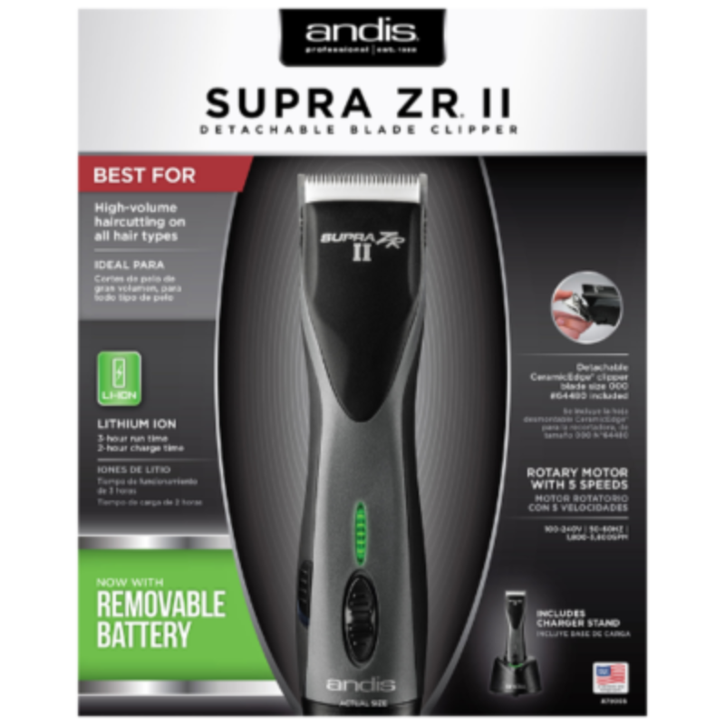 Supra ZR II Cordless 5-Speed Clipper w/Lithium Ion Battery (Blue & Black)