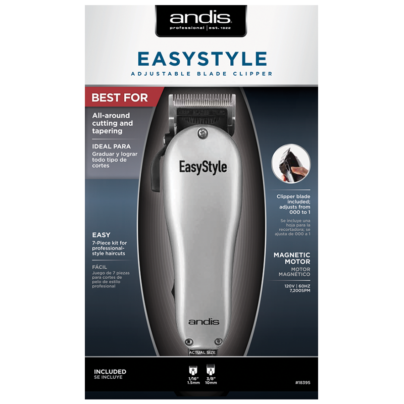 EasyStyle Adjustable Blade Clipper - 7-Piece Kit Silver