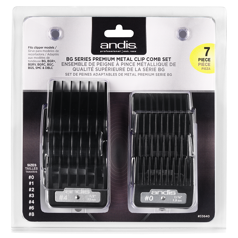 Andis BG Series Premium Metal Clip Comb Set - 7pcs.