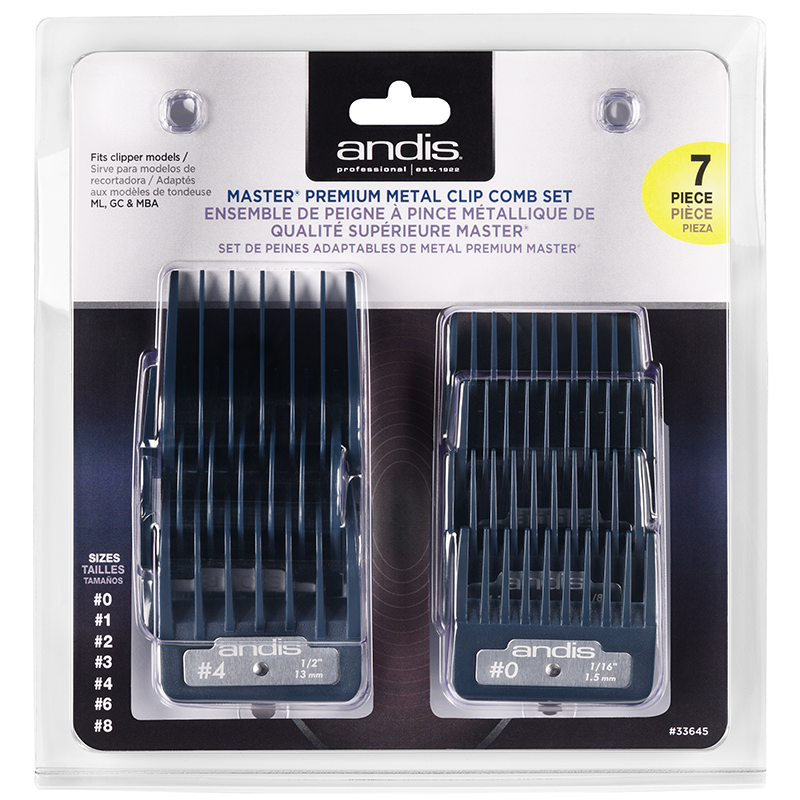 Master Series Premium Metal Clip Comb Set, 7 pcs