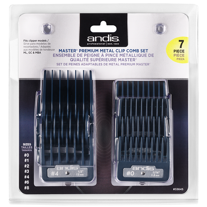 Master Series Premium Metal Clip Comb Set, 7 pcs