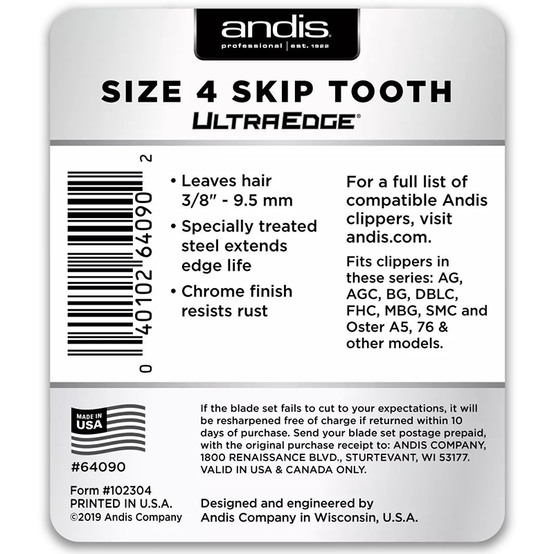 Ultra Edge® Leaves Hair Skip Tooth - Size 4