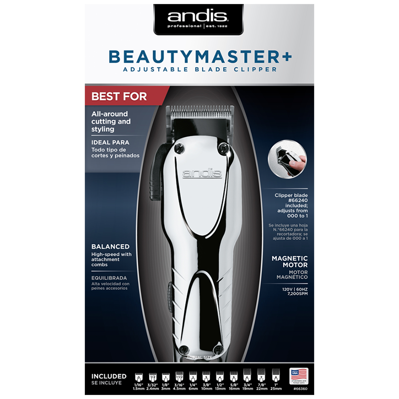 Andis Beauty Master+ Adjustable Blade Clipper - Chrome