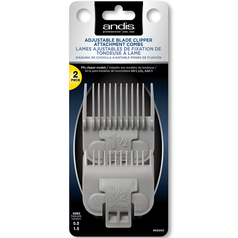 Andis Adjustable Blade Clipper Attachment Combs Size 1/2 & 1 1/2