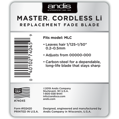 Master Cordless Li Replacement Fade Blade Size 00000-000