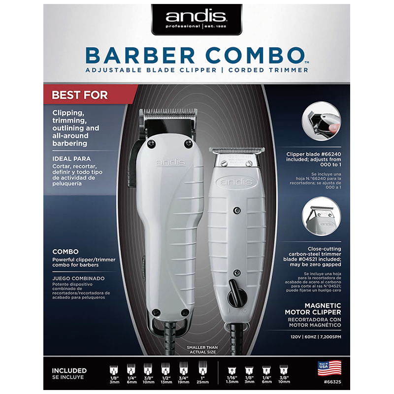 Andis Barber Combo Adjustable Blade Clipper | Corded Trimmer