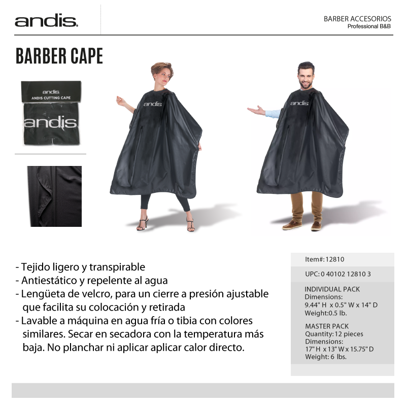 Andis Black Cape with Andis® Logo